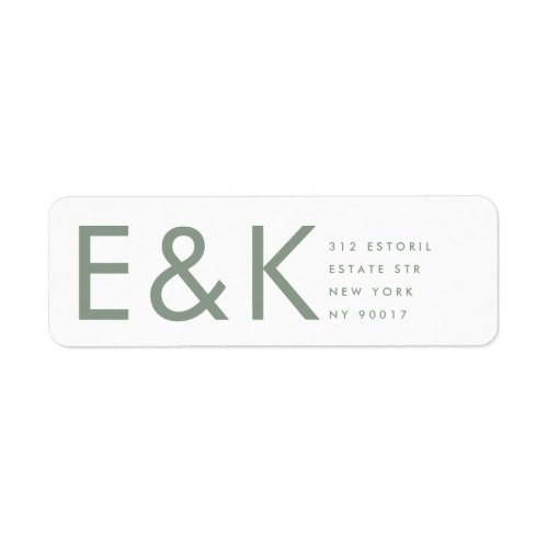 Ultra Modern Bold Big Monogram Sage Green Wedding Label