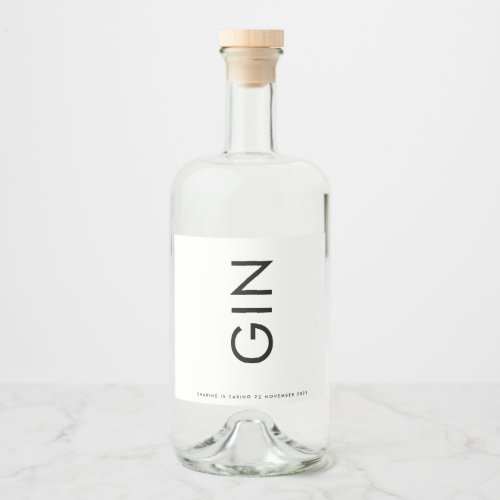 Ultra Modern Bold Big Monogram Simple Gin Liquor Bottle Label