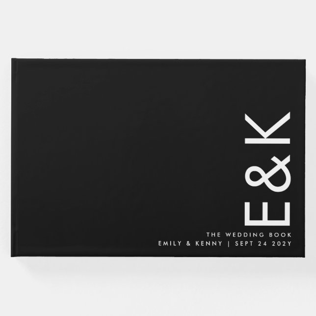 Ultra Modern Bold Big Monogram Simple Guest Book (Front)
