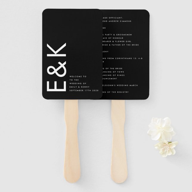 Ultra Modern Bold Big Monogram Simple Hand Fan (Front and Back)