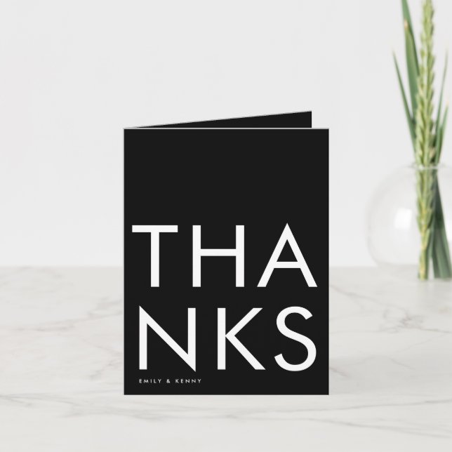 Ultra Modern Bold Big Monogram Simple Letterpress Thank You Card (Front)