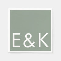 Ultra Modern Bold Big Monogram Simple Sage Green