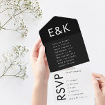 Ultra Modern Bold Big Monogram Simple Wedding All In One Invitation<br><div class="desc">This fantastic clean, tidy well designed modern minimal yet very playful bold monogram & text placement in Black and White for minimalistic style, however is customizable to other colors and is part of a unique suite and collection by Phrosne Ras Design. This would be great for those planning a fun...</div>