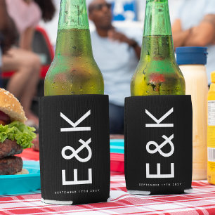 Ultra Modern Bold Big Monogram Simple Wedding Can Cooler
