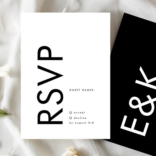 Ultra Modern Bold Big Monogram Simple Wedding RSVP Card