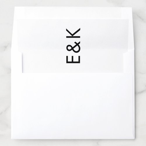 Ultra Modern Bold Big Monogram White Wedding Envelope Liner