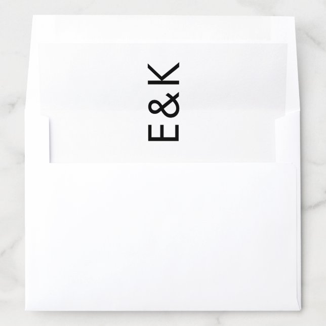 Ultra Modern Bold Big Monogram White Wedding Envelope Liner (In Envelope)