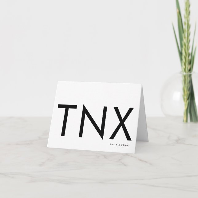 Ultra Modern Bold Big TNX Simple Letterpress Thank You Card (Front)