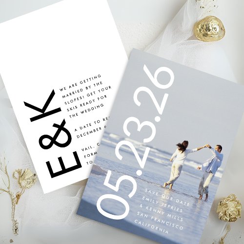 Ultra Modern Bold Big White Photo Bold DATE Save The Date