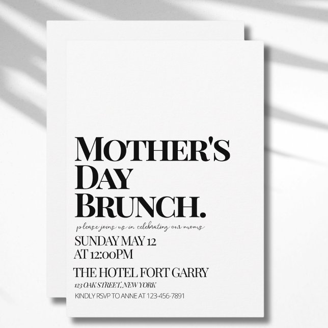 Ultra Modern Bold Minimalist Mother’s Day Brunch  Invitation (Ultra Modern Bold Minimalist Mother’s Day Brunch Invitation)