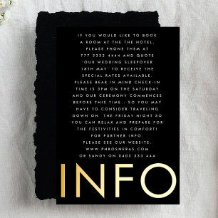Ultra Modern Bold Names 2 x Info Details GOLD Foil Invitation