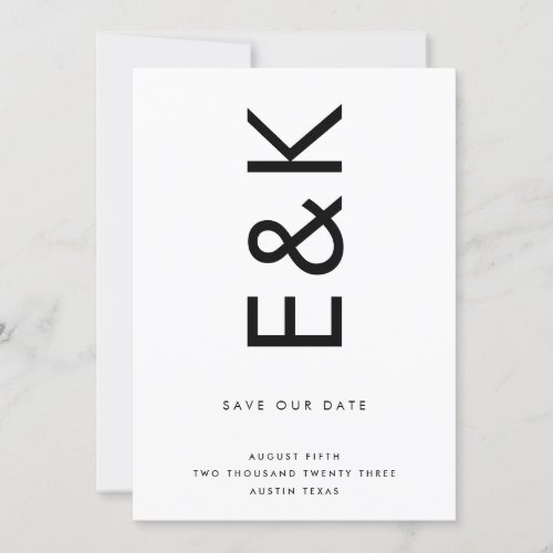 ULTRA MODERN BOLD NAMES MONOGRAM SAVE THE DATE INVITATION