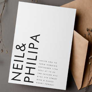 Ultra Modern Bold NAMES Simple Wedding Invitation