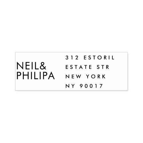 Ultra Modern BOLD NAMES Wedding RETURN Self_inking Stamp