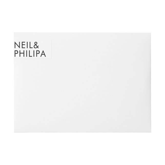 Ultra Modern BOLD NAMES Wedding Return Wrap Around Label (Front)