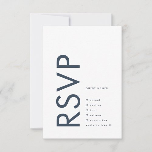 Ultra Modern Bold Navy Blue Monogram Wedding RSVP Card