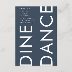 Ultra Modern Bold Navy Monogram DINE DANCE Wedding Enclosure Card