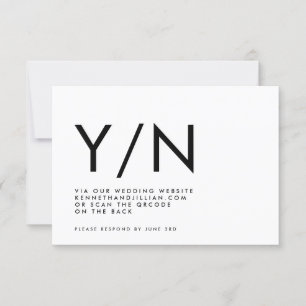Ultra Modern BOLD QR CODE TRENDY Website Y/N RSVP Card
