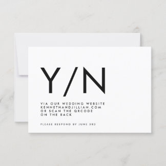 Ultra Modern BOLD QR CODE TRENDY Website Y/N RSVP Card