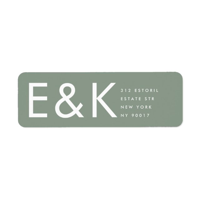 Ultra Modern Bold Sage Green Monogram Simple Label (Front)