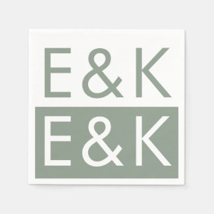 Ultra Modern Bold Sage Green Monogram Simple Napkins