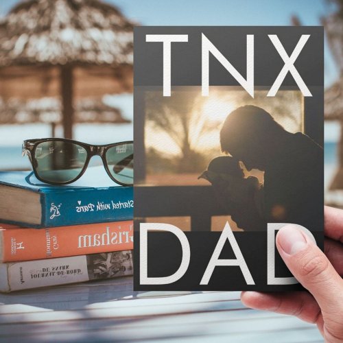 Ultra Modern Bold Text Fathers Day Photo THX DAD Thank You Card