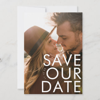 Ultra Modern Bold White Multi Photo Custom Save The Date