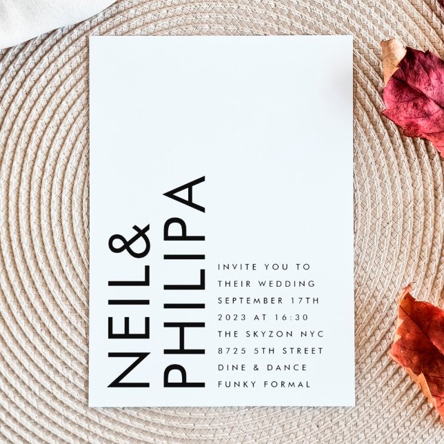 Ultra Modern Budget Bold NAMES Simple Wedding (5.2pt thickness / 80 lb weight  paper - see suite / collection for more cardstock options)