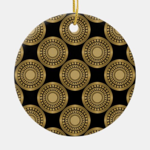 Ultra Modern Circles Christmas Ornament Golden Ceramic Ornament