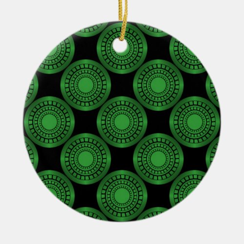 Ultra Modern Circles Christmas Ornament Green Ceramic Ornament