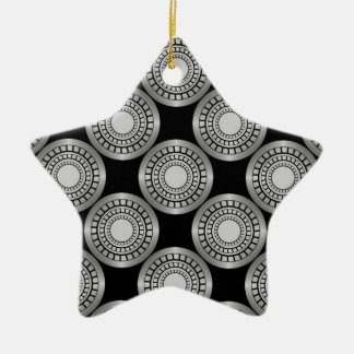 Ultra Modern Circles Star Ornament, Silver Ceramic Ornament