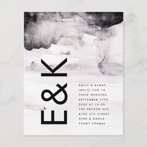 Ultra Modern Gender Neutral Ink BUDGET Wedding Flyer