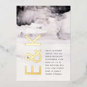 Ultra Modern Gender Neutral Ink Wedding Foil Invitation | Zazzle