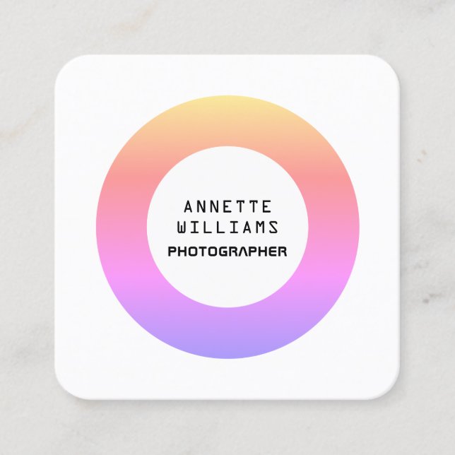 Ultra modern gradient circle tech inspired square business card (Front)