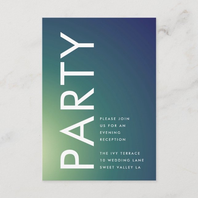 Ultra Modern Gradient Green Blue Ombre Wedding Enclosure Card (Front)