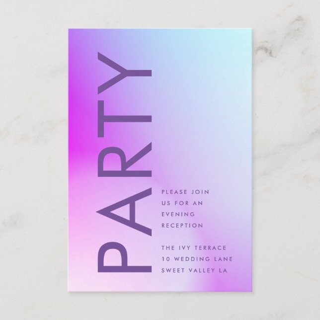 Ultra Modern Gradient Purple Fall Wedding Enclosure Card (Front)