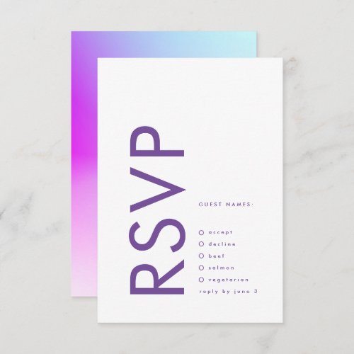 Ultra Modern Gradient Purple Fall Wedding RSVP Card