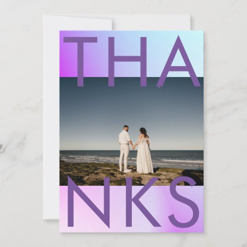 Ultra Modern Gradient Purple Fall Wedding Thank You Card