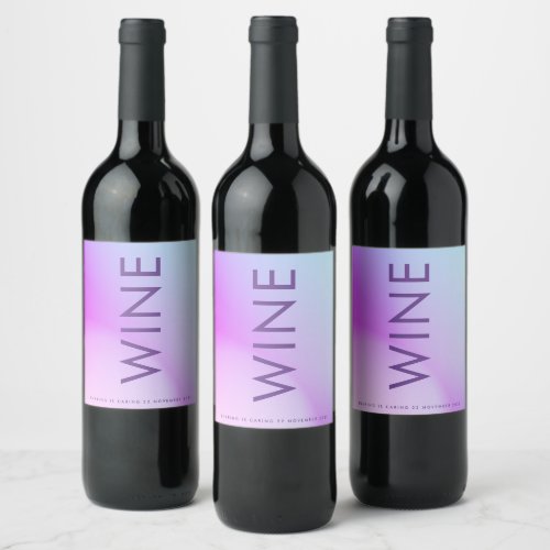 Ultra Modern Gradient Purple Fall Wedding Wine Label