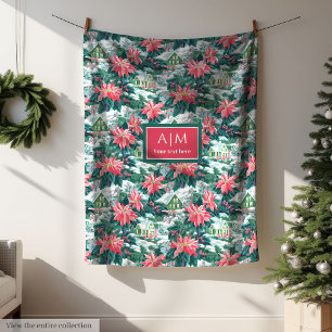 Ultra modern green watercolor preppy festive gift fleece blanket