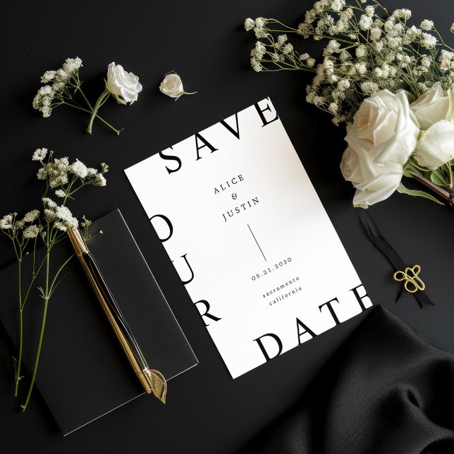 Ultra Modern Layout Black And White Save The Date Invitation (Creator Uploaded)