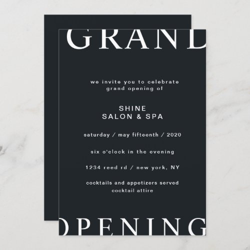 ultra modern layout elegant script grand opening invitation