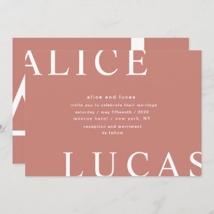 Ultra Modern Layout Monogram Coral Wedding Invitation