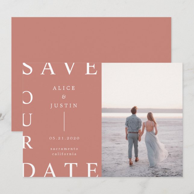 ultra modern layout photo Save the Date Invitation (Front/Back)