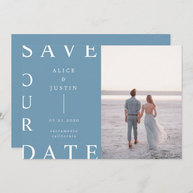 ultra modern layout photo Save the Date Invitation (Front/Back)