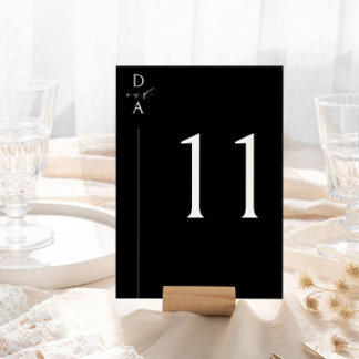 Ultra-Modern Minimal Black & White Table Number-N Save The Date