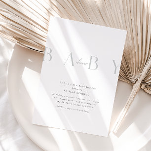 Ultra-Modern Minimal Pale Blue Baby Shower Invitation
