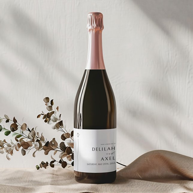 Ultra-Modern Minimalist Black and White Wedding Liquor Bottle Label (Creator Uploaded)