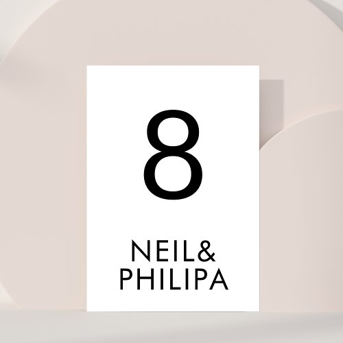 Ultra Modern Minimalist BOLD NAMES wedding Table Number