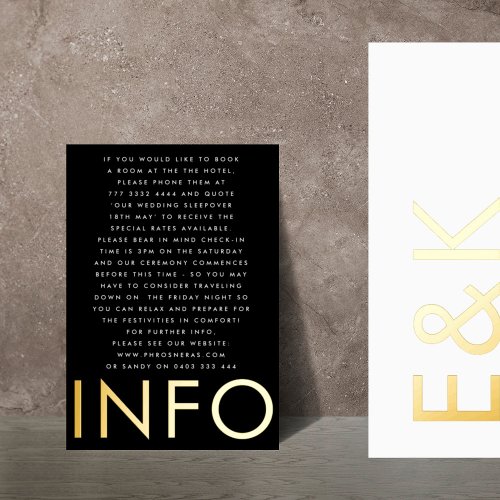 Ultra Modern Monogram 2 x Info Details GOLD Foil Invitation